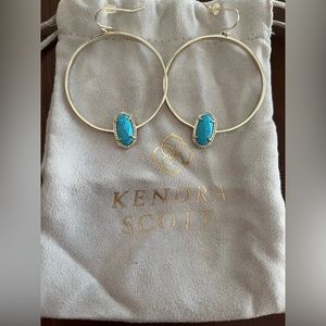 Kendra Scott Gold Elora Hoop with Turquoise.